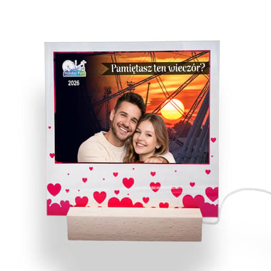 Szklana ramka - Love na podstawce LED